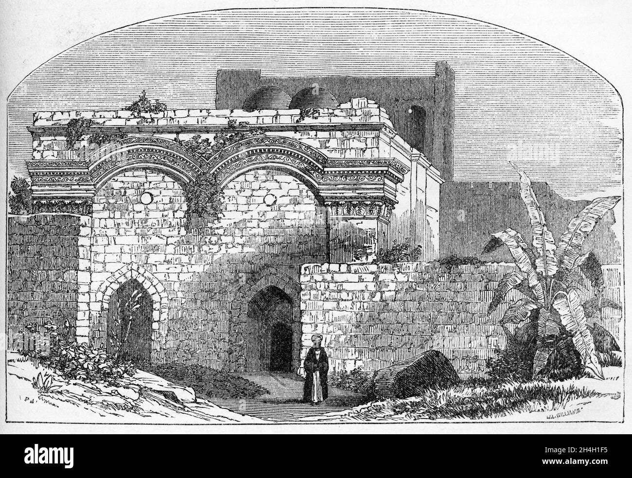 Incisione della porta d'Oro a Gerusalemme, pubblicata intorno al 1890 Foto Stock