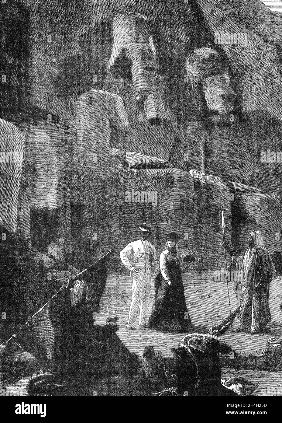 Incisione delle rovine di Tebe in Egitto, da una pubblicazione circa 1880 Foto Stock