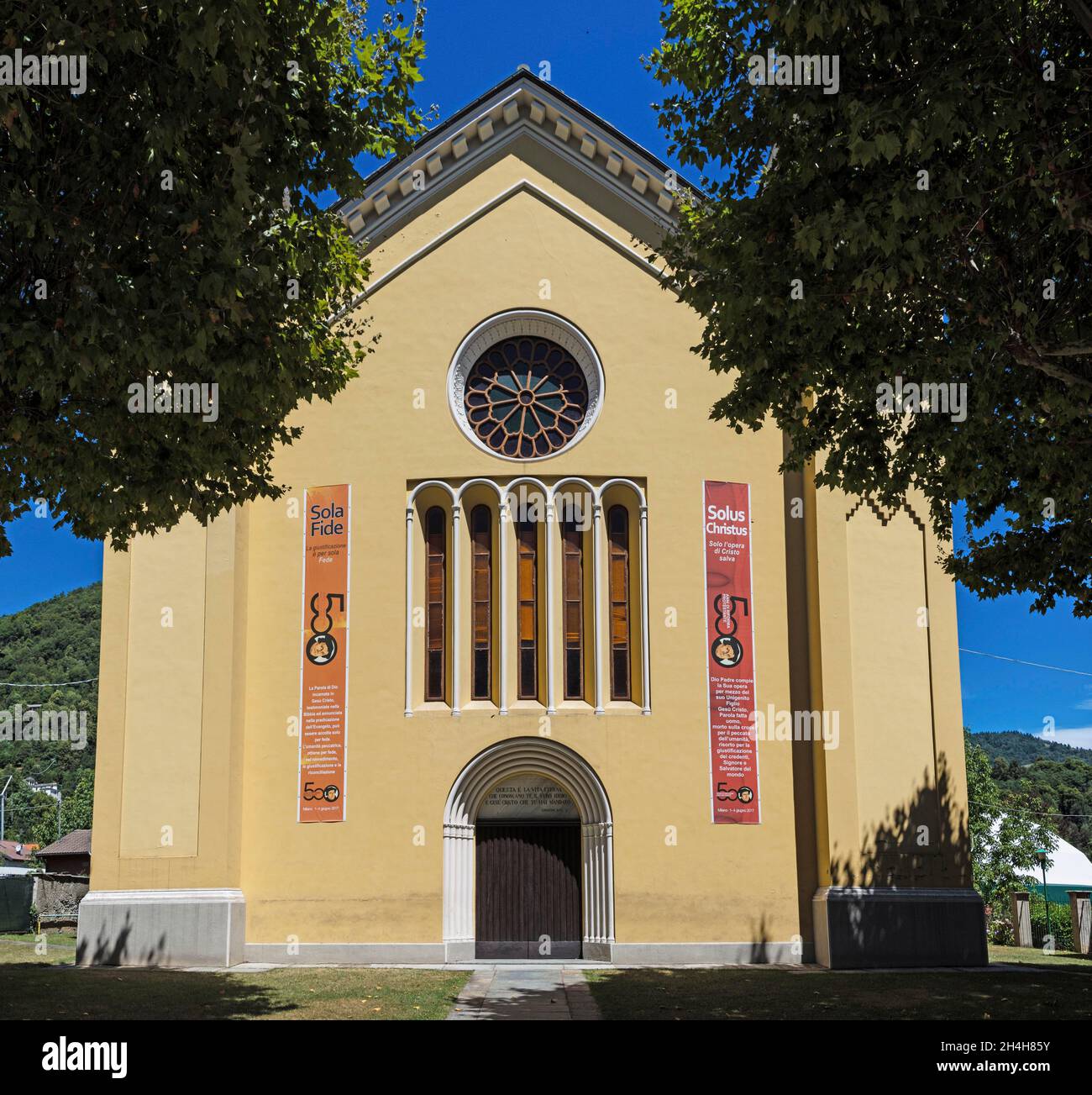 Chiesa Valdesia, Tempio nuovo, Via Beckwith, Torre Pellice, Val Pellice, Piemonte, Italia Foto Stock