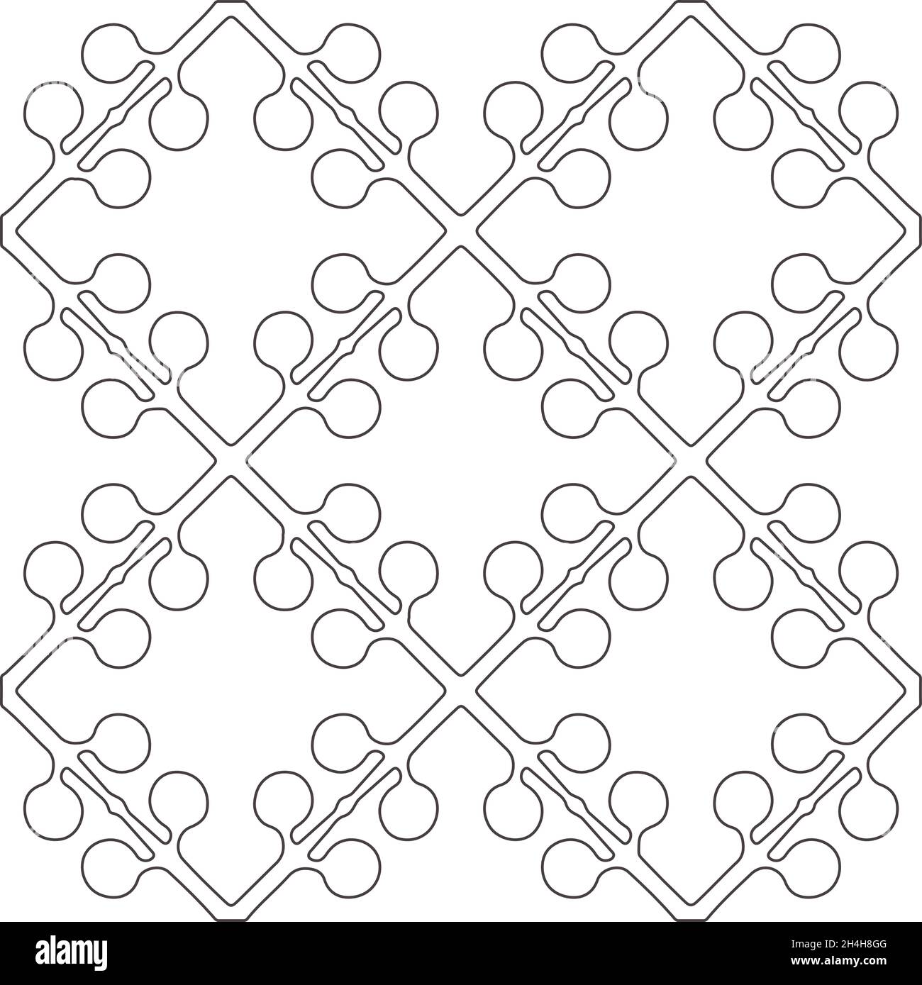 Pattern vettoriale con elementi simmetrici . Ripetizione di riquadri geometrici da elementi a strisce. Motivi neri. Illustrazione Vettoriale