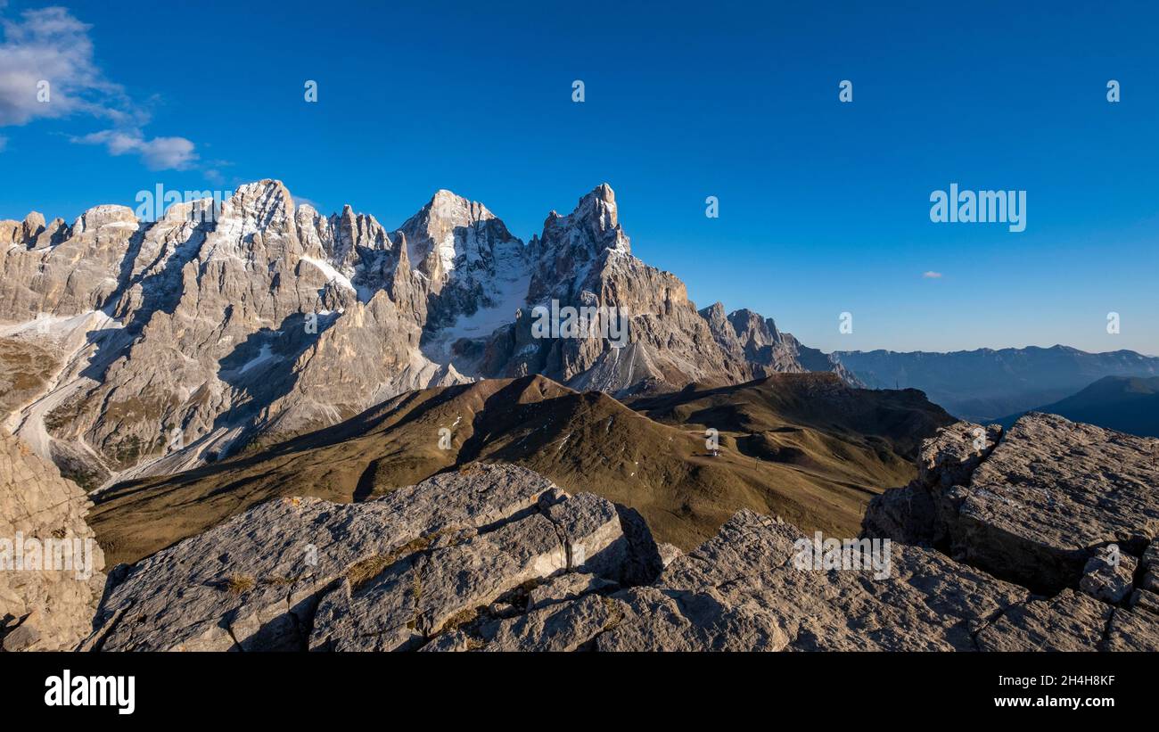 Cimon della pala, Gruppo pala, Parco Naturale Paneveggio pale di San Martino, Passo di Rollepass, Trentino Foto Stock