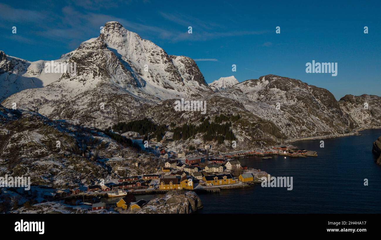 Nusfjord, Isole Lofoten, Nordland, Norvegia Foto Stock