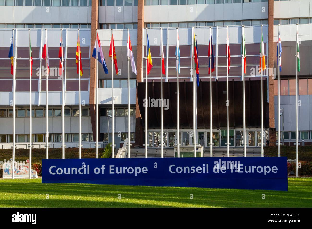 Strasburgo, Francia, 31 ottobre 2021. Il Consiglio d'Europa, il CoE, è un'organizzazione intergovernativa istituita il 5 maggio 1949 dal Trattato di Lon Foto Stock