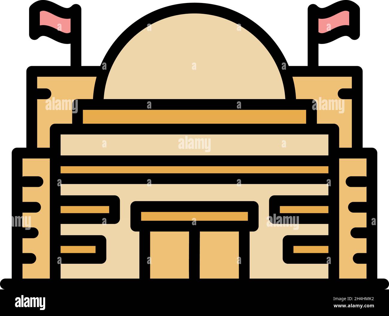 Icona del parlamento di Budapest. Profilo budapest parliament vettore icona colore piatto isolato Illustrazione Vettoriale