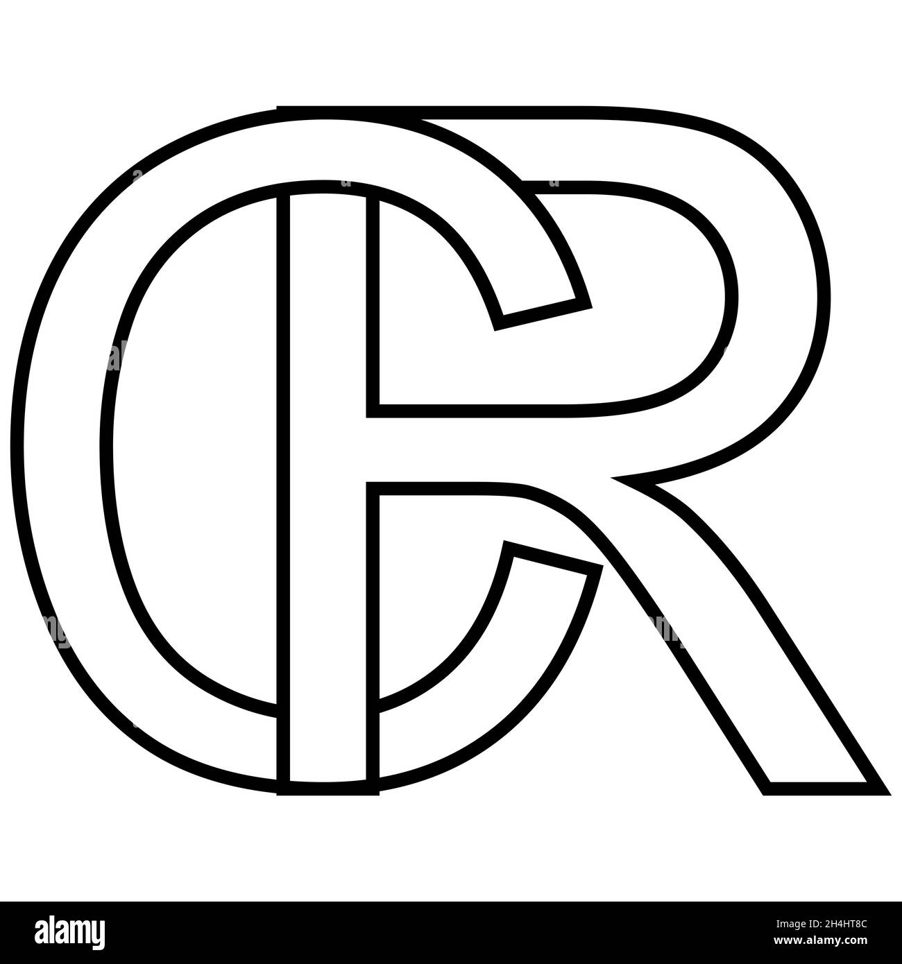Logo segno rc, cr icona segno interlacciato lettere c r logo rc cr lettere maiuscole primo alfabeto modello Illustrazione Vettoriale