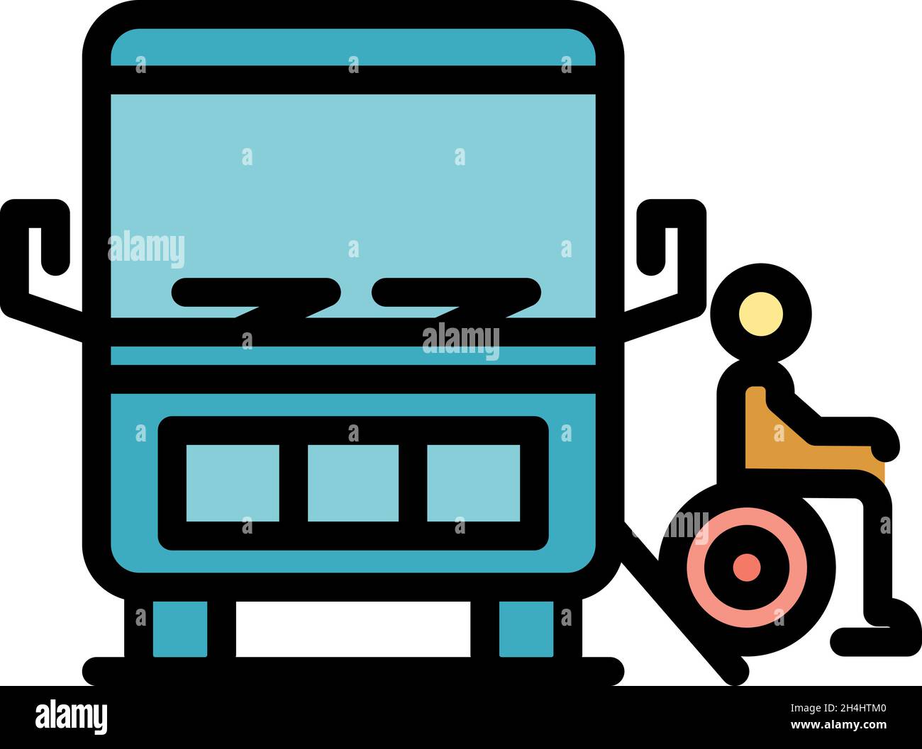 Icona persone disabili autobus. Profilo disabili bus persone vettore icona colore piatto isolato Illustrazione Vettoriale