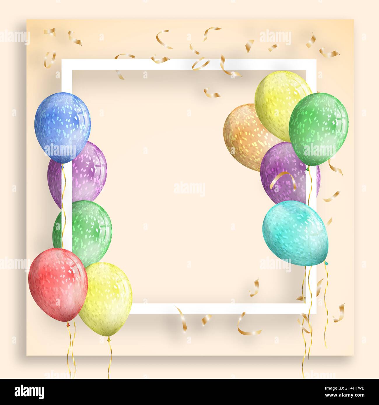 Cornice per foto di compleanno con vettore di palloncino
