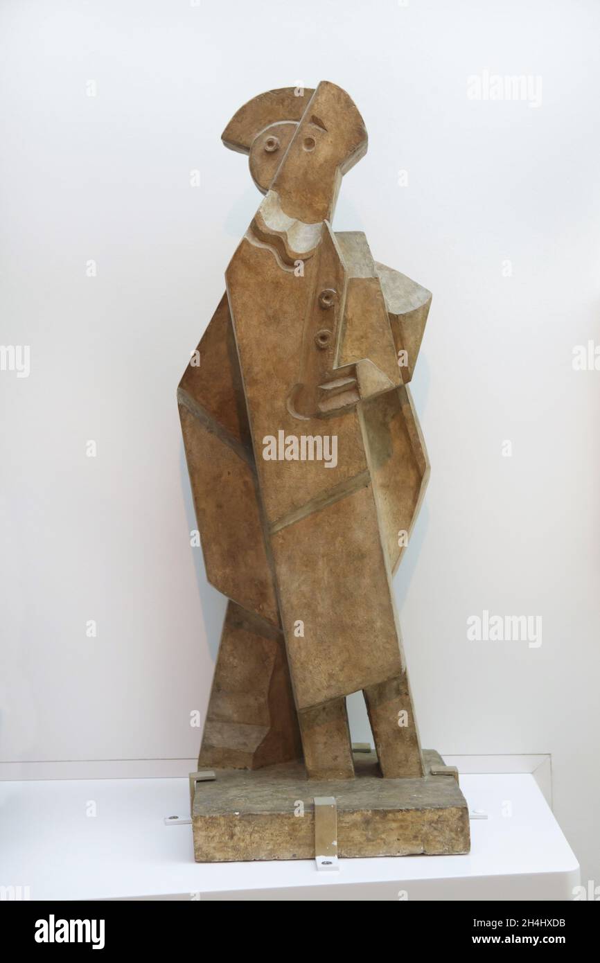 Statua "Harlequin con un Clarinetto" dello scultore modernista francese Jacques Lipchitz (1919-1920) in mostra nel Museo delle Belle Arti (Musée des Beaux-Arts de Nancy) di Nancy, Francia. Foto Stock