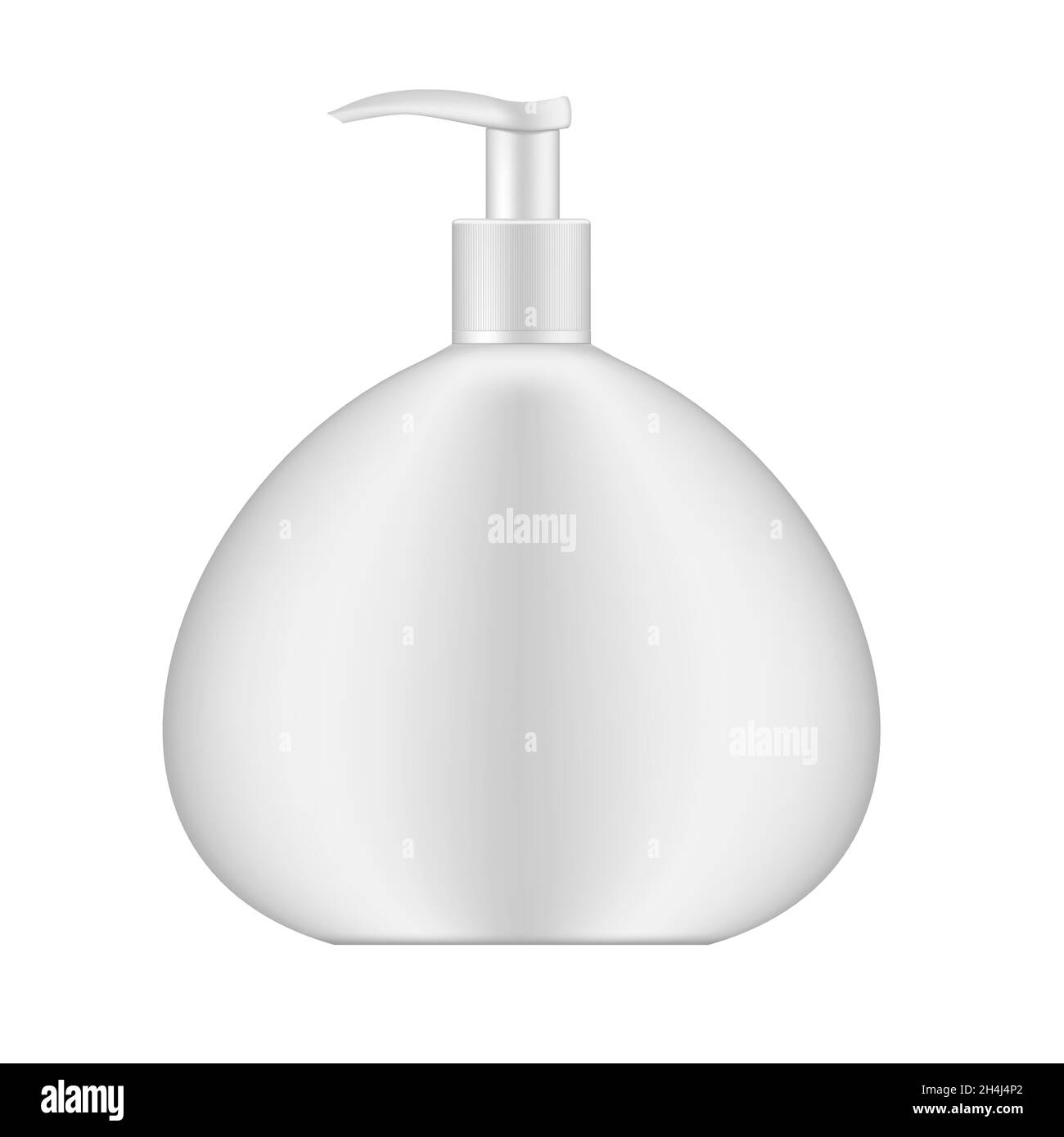 Flacone cosmetico capiente con dispenser, mockup realistico. Confezione in plastica opaca per prodotti di bellezza, modello vettoriale Illustrazione Vettoriale