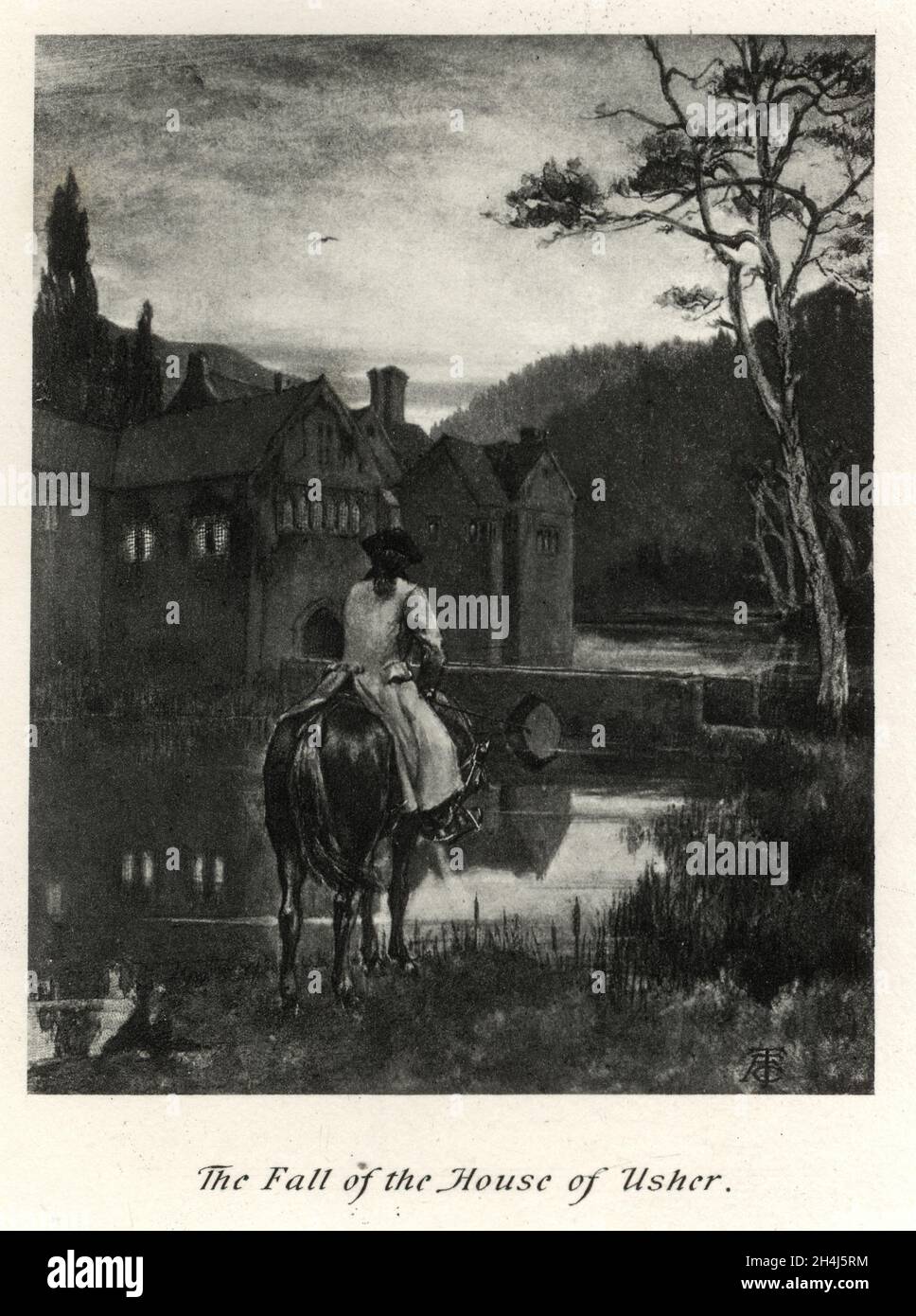 La caduta della Casa di Usher di Edgar Allan PoE un'opera di narrativa gotica, include temi di follia, famiglia, isolamento e identità metafisiche Foto Stock