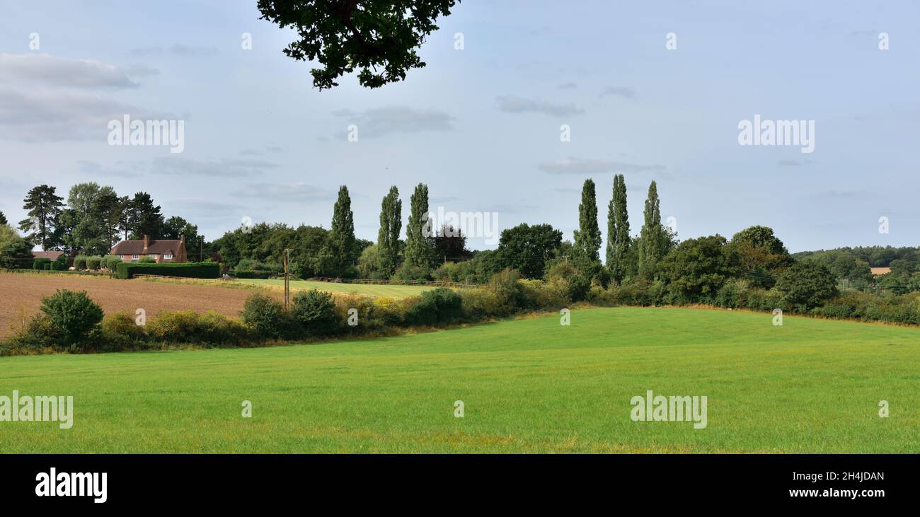 Paesaggio di campagna nel Warwickshire, Regno Unito, vicino a Wootton Wawen, Henley-in-Arden Foto Stock