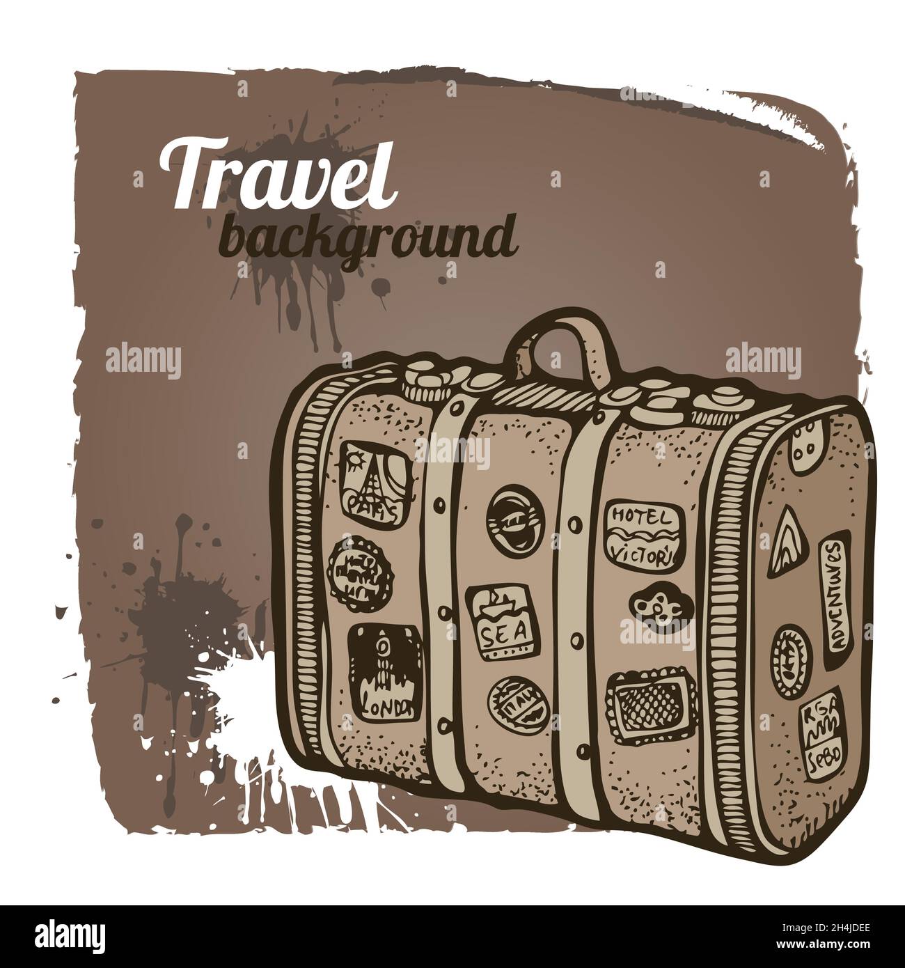 Illustrazione vettoriale della valigia vintage, vecchia borsa da viaggio  isolata su sfondo bianco Immagine e Vettoriale - Alamy