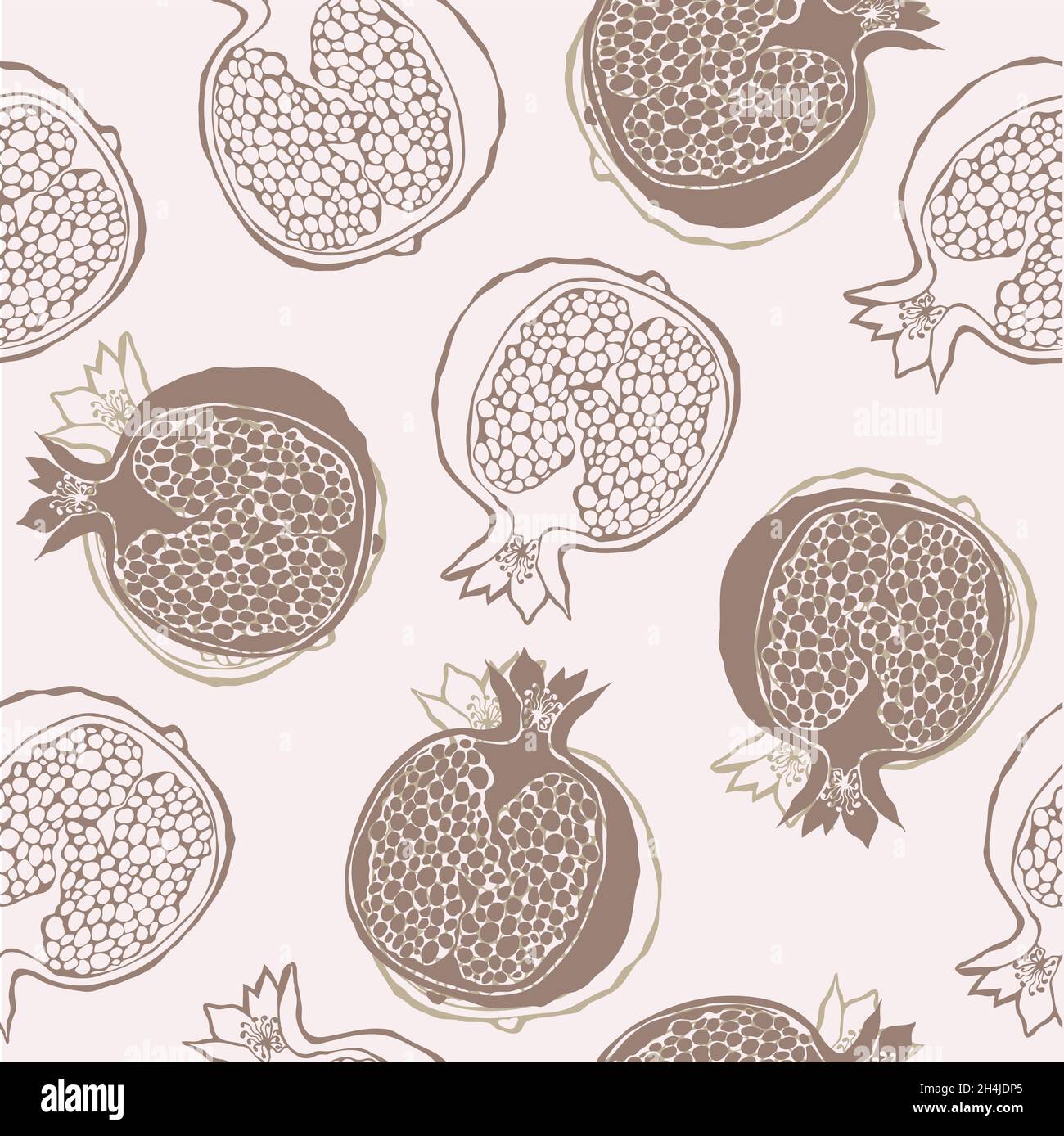 Melograno vettore senza cuciture pattern, frutta a mano disegno cibo sfondo Illustrazione Vettoriale