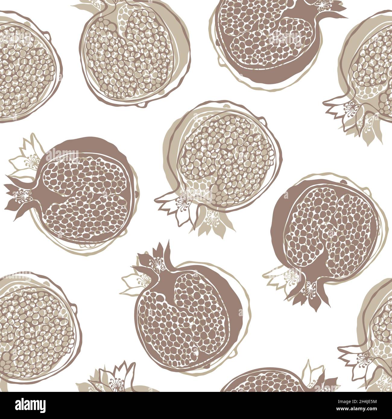 Melograno vettore senza cuciture pattern, frutta a mano disegno cibo sfondo Illustrazione Vettoriale