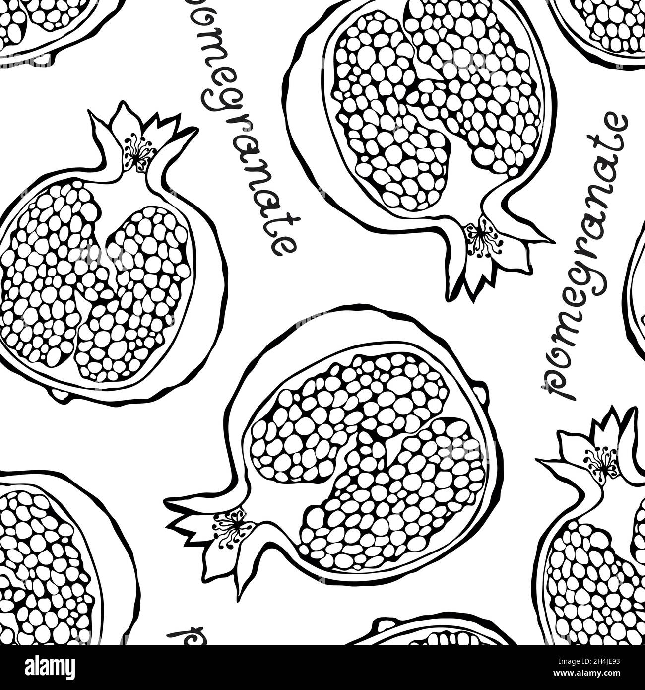 Melograno vettore senza cuciture pattern, frutta a mano disegno cibo sfondo Illustrazione Vettoriale