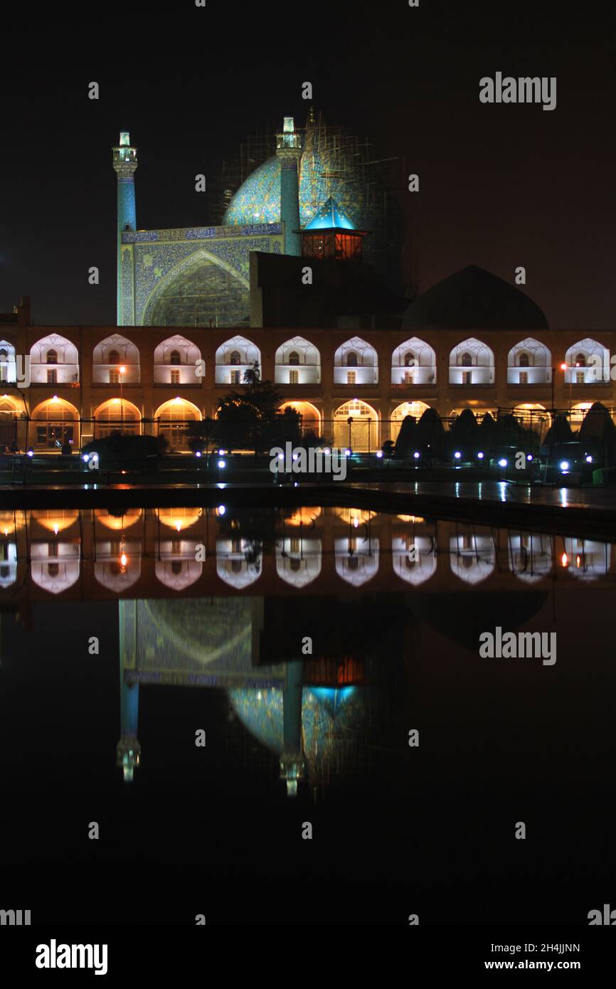 Imam-moschea di notte – Isfahan Foto Stock