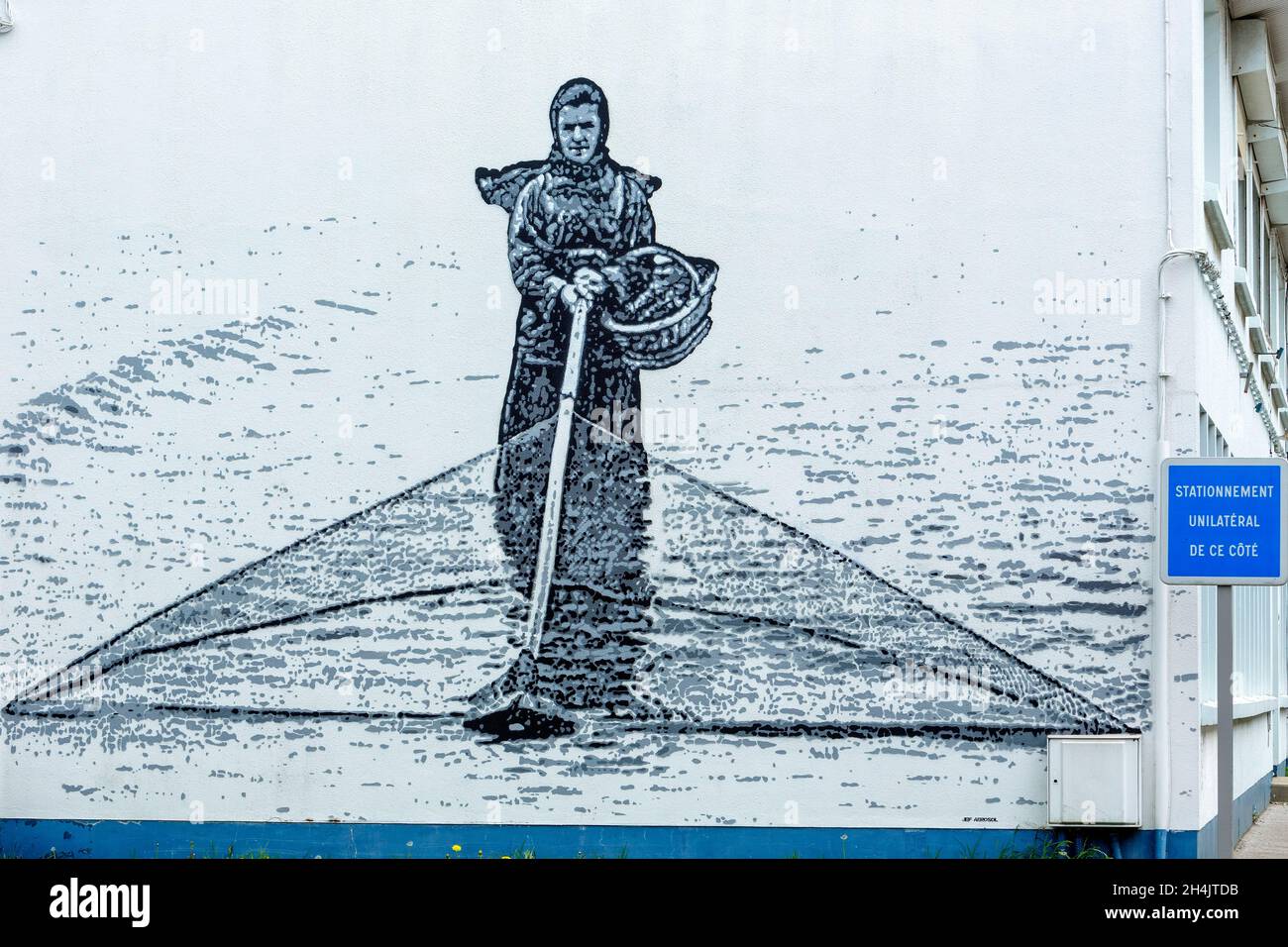 Francia, Pas de Calais, Cote d'Opale, Etaples, Arte di strada, Murale di Jef aerosol Foto Stock