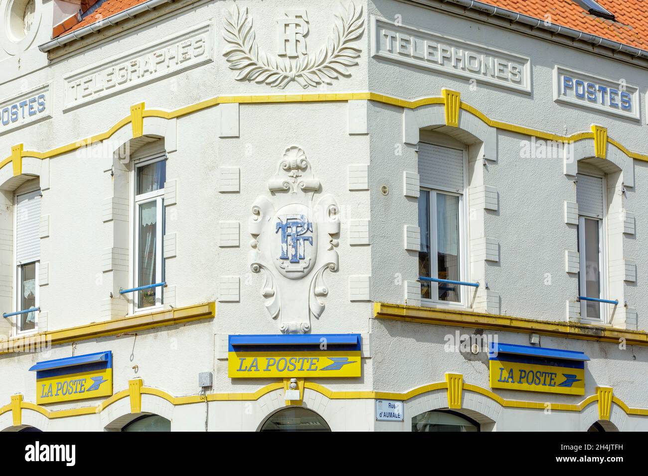 Francia, Pas de Calais, parc Naturel Regional des Caps et marais d'Opale, Cote d'Opale, Ambleteuse, l'Ufficio postale Foto Stock