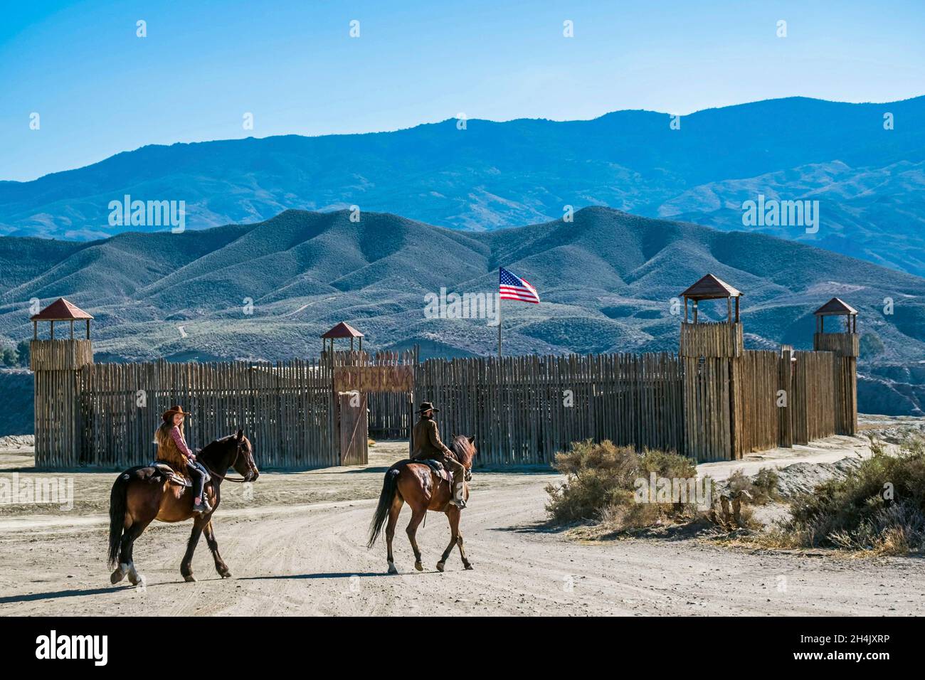 Spagna, Andalusia, provincia di Almeria, deserto di Tabernas, città occidentale del Texas Hollywood (chiamato anche Fort Bravo) Foto Stock