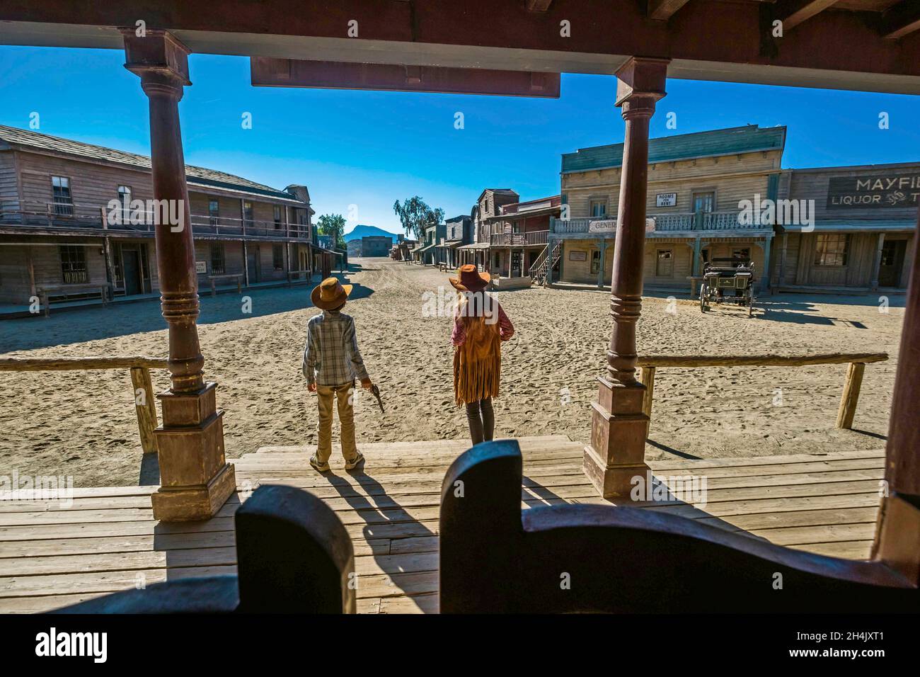 Spagna, Andalusia, provincia di Almeria, deserto di Tabernas, città occidentale del Texas Hollywood (chiamato anche Fort Bravo) Foto Stock