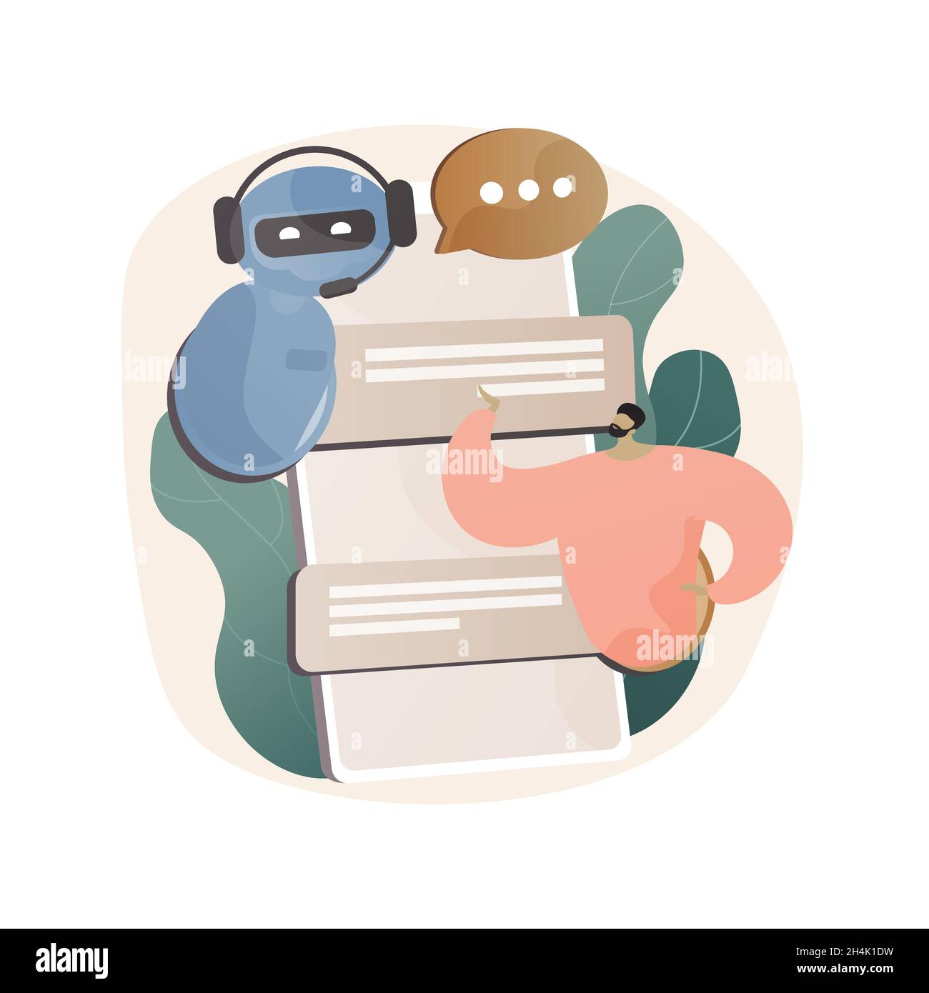 Illustrazione vettoriale astratta del concetto di assistente virtuale di chatbot. Illustrazione Vettoriale