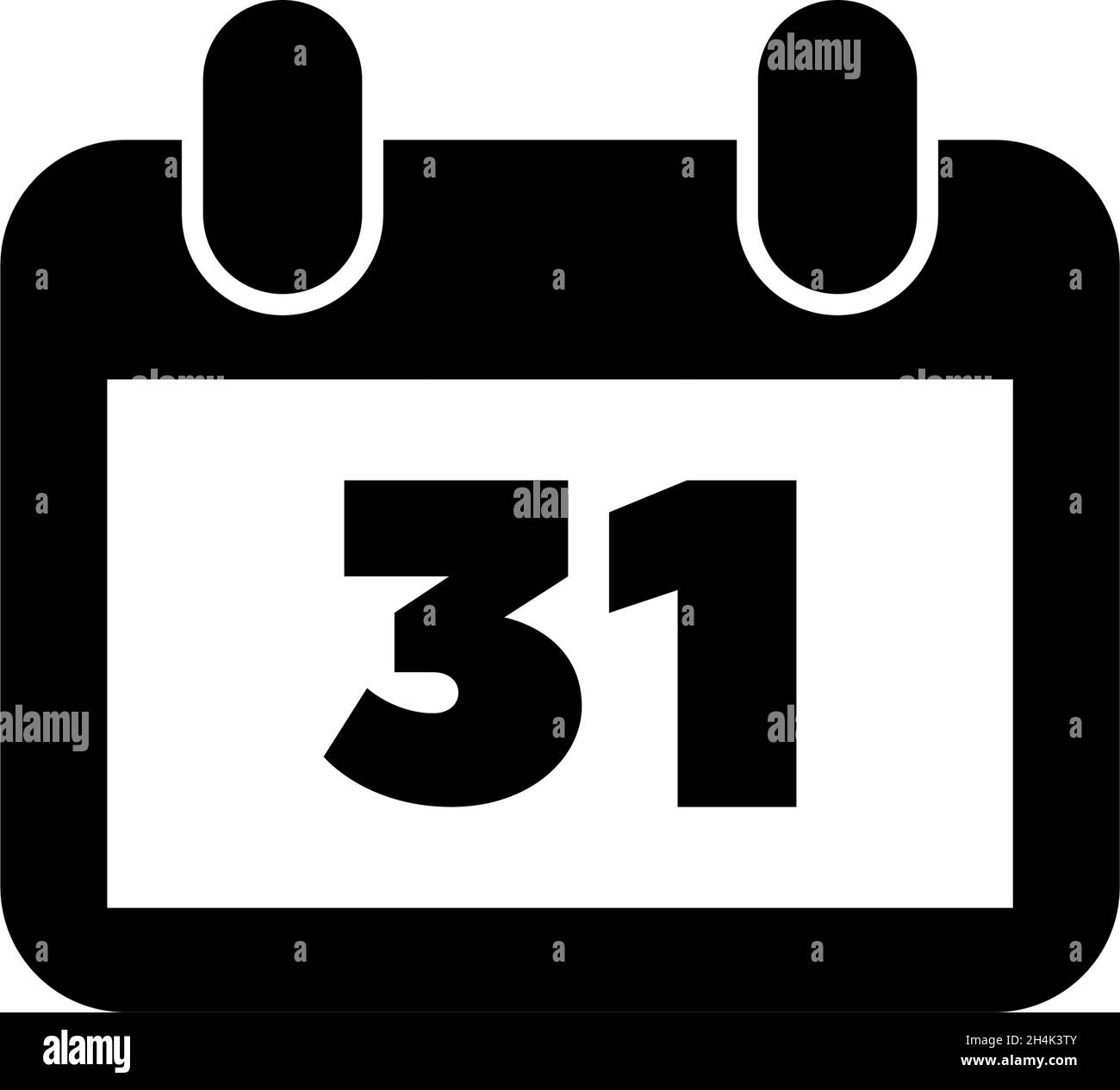 Calendario con Data 31 Dicembre, Organizzatore. Illustrazione dell'icona del vettore piatto. Semplice simbolo nero su sfondo bianco. Calendario con data 31 dicembre segno Illustrazione Vettoriale