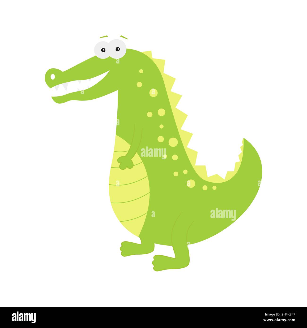Divertente coccodrillo. Carino animaletto africano. Divertente alligatore vettoriale isolato su sfondo bianco per libri per bambini, poster, vestiti, alfabeto Illustrazione Vettoriale