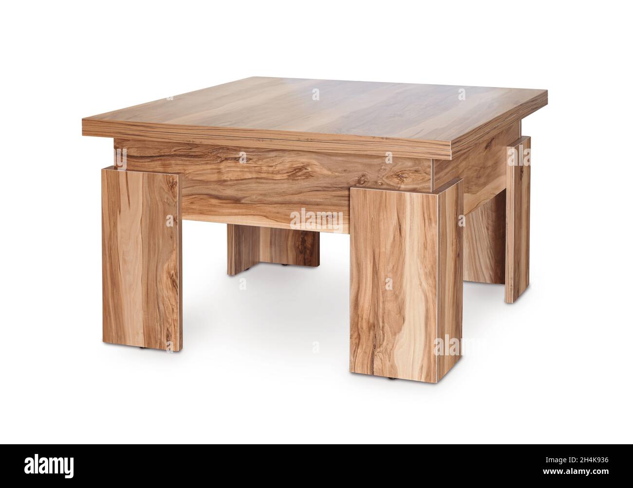 Tavolino quadrato in legno isolato su bianco Foto Stock