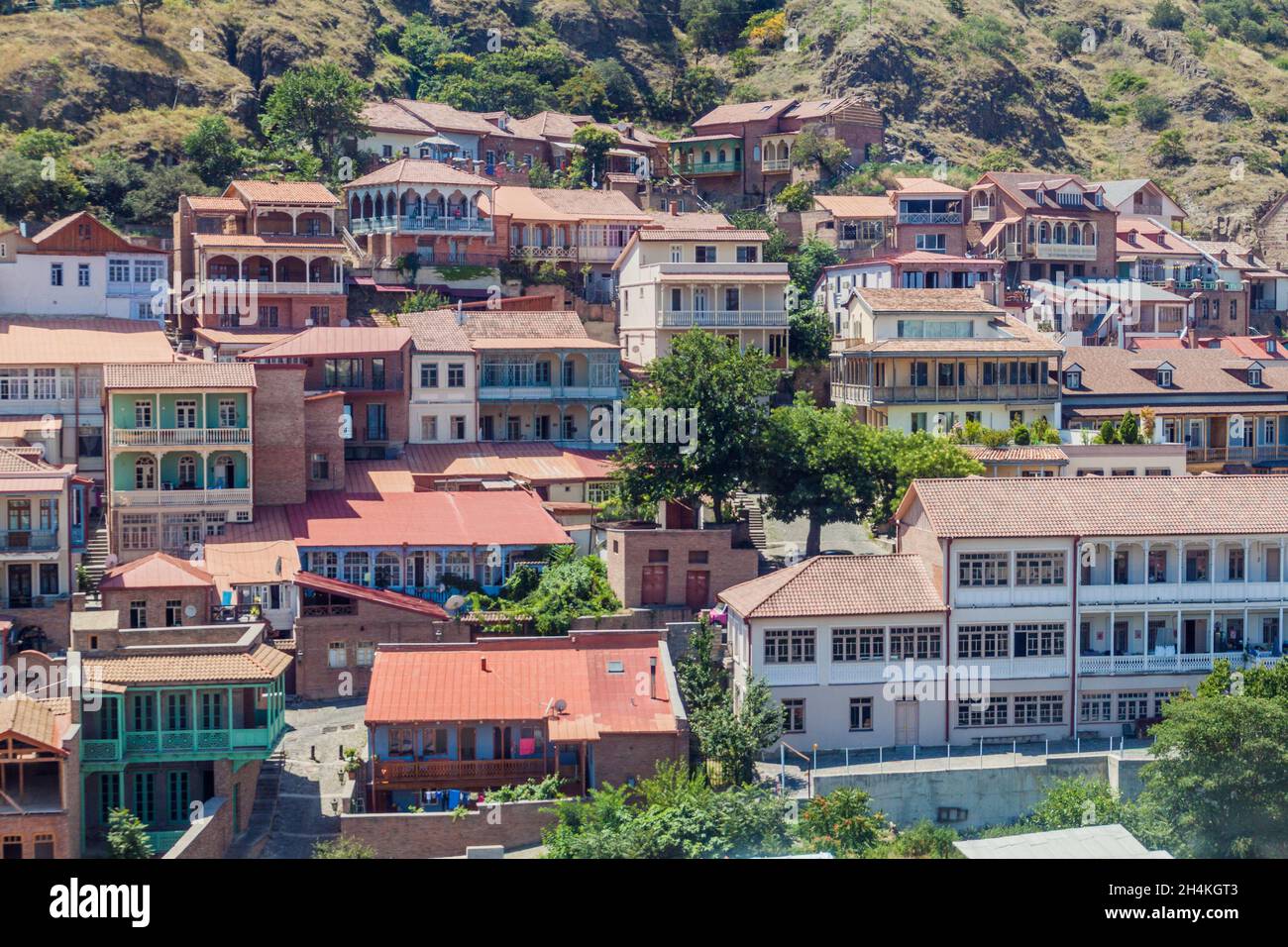 Case nel centro di Tbilisi, Georgia Foto Stock