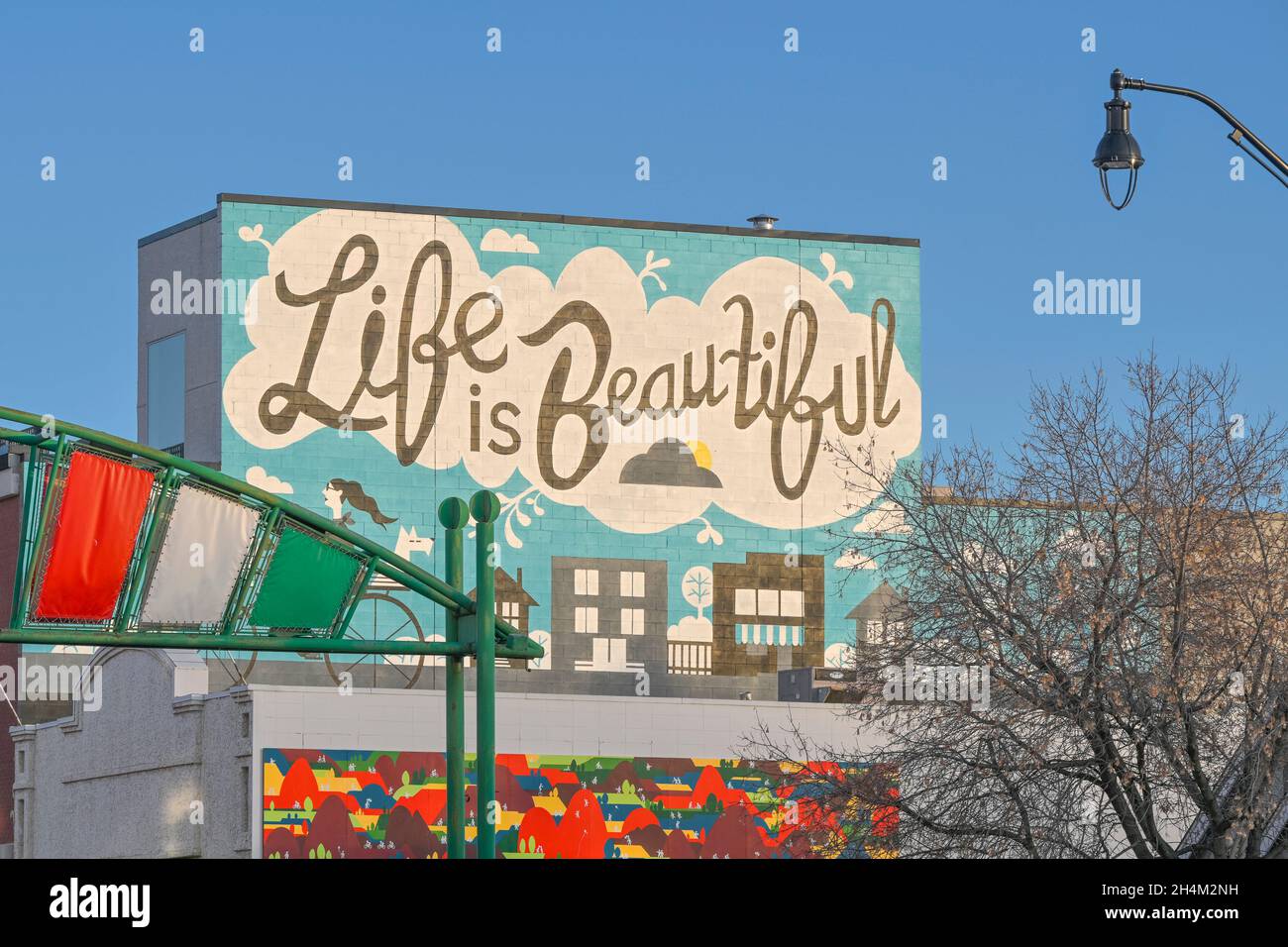 Porta d'ingresso italiana, Little Italy, quartiere McCauley, Edmonton, Alberta, Canada Foto Stock