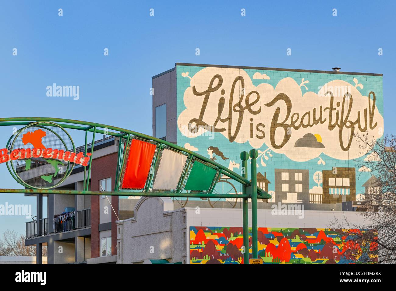 Bienvenuti, italiano Porta d ingresso, McCauley quartiere di Edmonton, Alberta, Canada Foto Stock