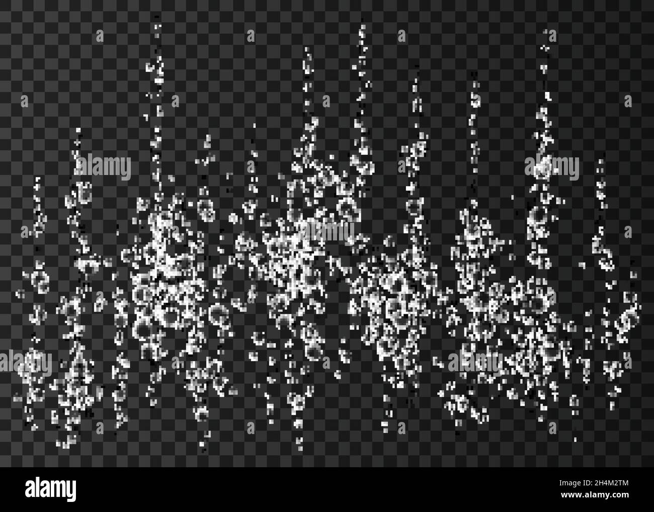 Champagne. Bevanda effervescente. Fizz. Aria frizzante subacquea, acqua o bolle di ossigeno su sfondo scuro. Scintille frizzanti in mare, acquario. Soda. Annulla Illustrazione Vettoriale