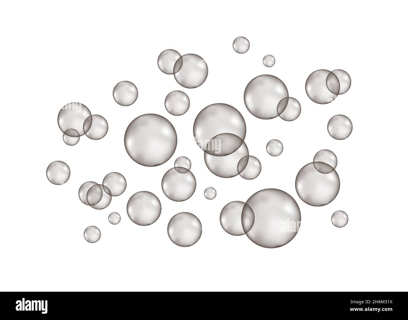 Fizz. Aria frizzante subacquea, acqua o bolle di ossigeno su sfondo bianco. Soda pop. Trama vettoriale. Illustrazione Vettoriale