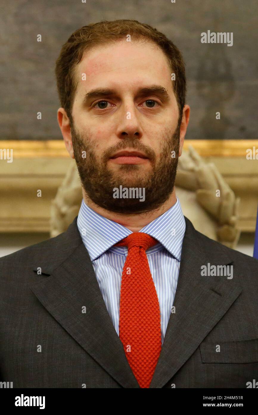 Roma, Italia. 03 novembre 2021. Il Consigliere per le politiche del Patrimonio e dell'abitazione Tobia Zevi durante la presentazione del nuovo consiglio comunale a Campidoglio a Roma. Roma (Italia), 3 Novembre 2021Foto Samantha Zucchi Insidefoto Credit: Ininsidefoto srl/Alamy Live News Foto Stock