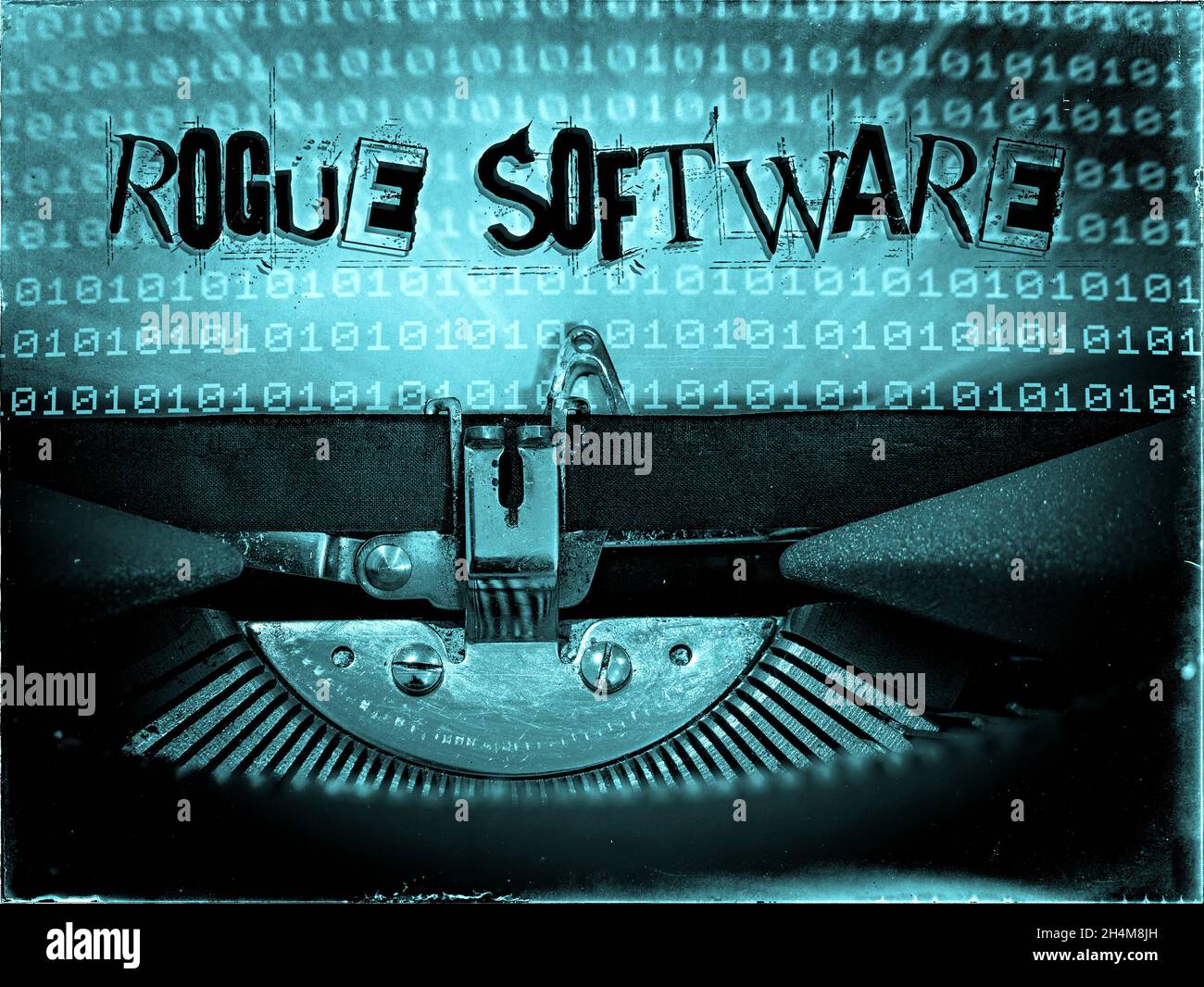 Software non autorizzato, macchina da scrivere, tecnologia, retrotonfuturismo Foto Stock