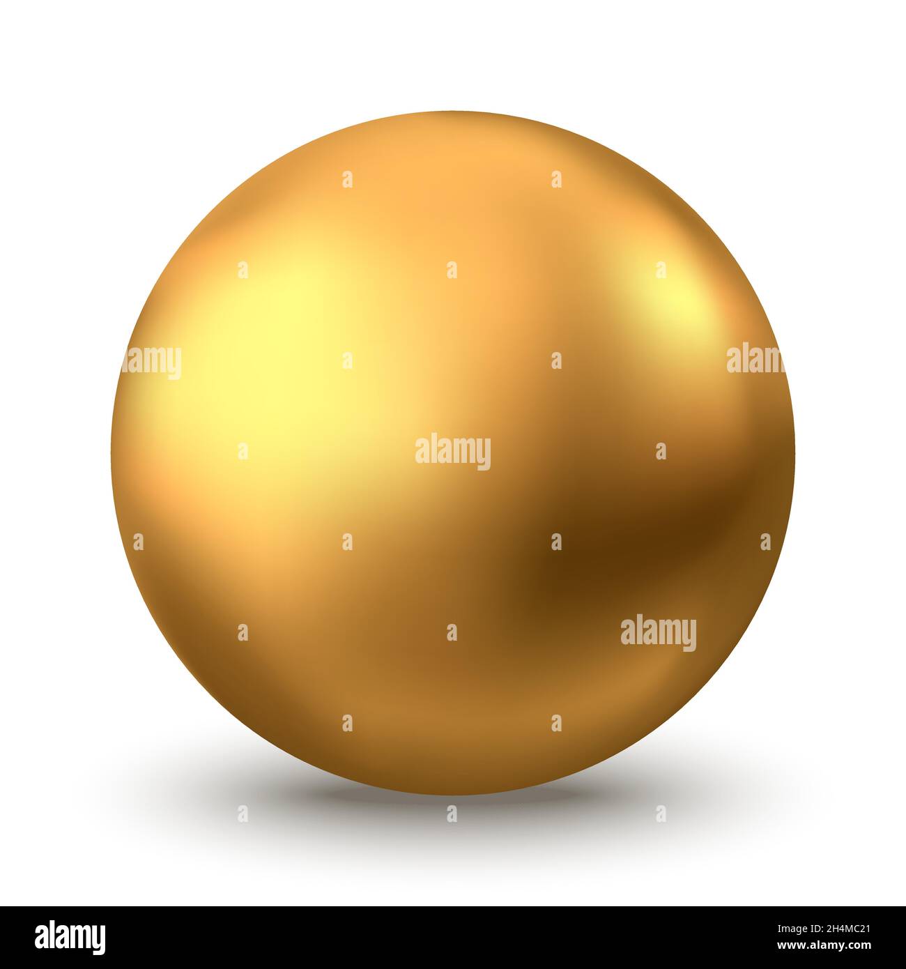 Sfera d'oro. Bolla d'olio isolata su sfondo bianco. Sfera 3d lucida dorata o perla preziosa. Gocce di siero o collagene giallo. Schema di decorazione vettoriale Illustrazione Vettoriale