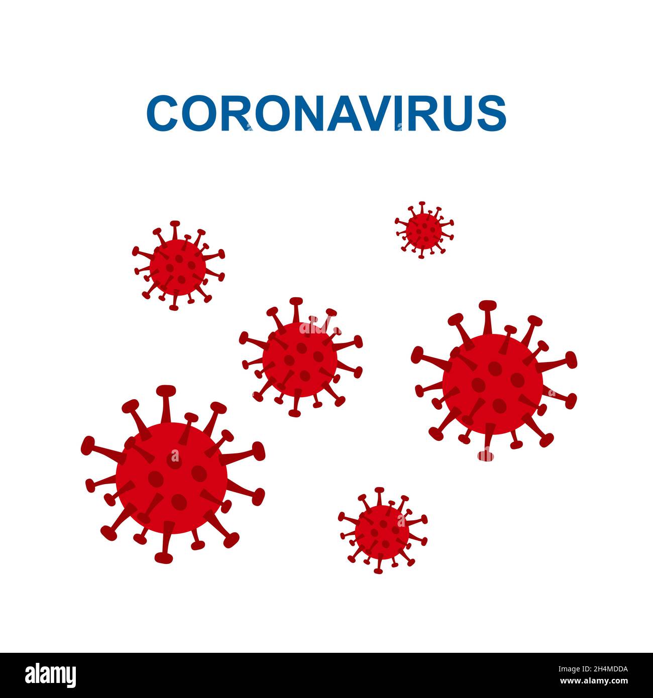 Wuhan nuovo coronavirus respiratorio 2019 isolato su sfondo bianco. Arrestare il virus 2019-nCoV. Epidemia di COVID-2019. Prevenire infe cov pericolose Illustrazione Vettoriale