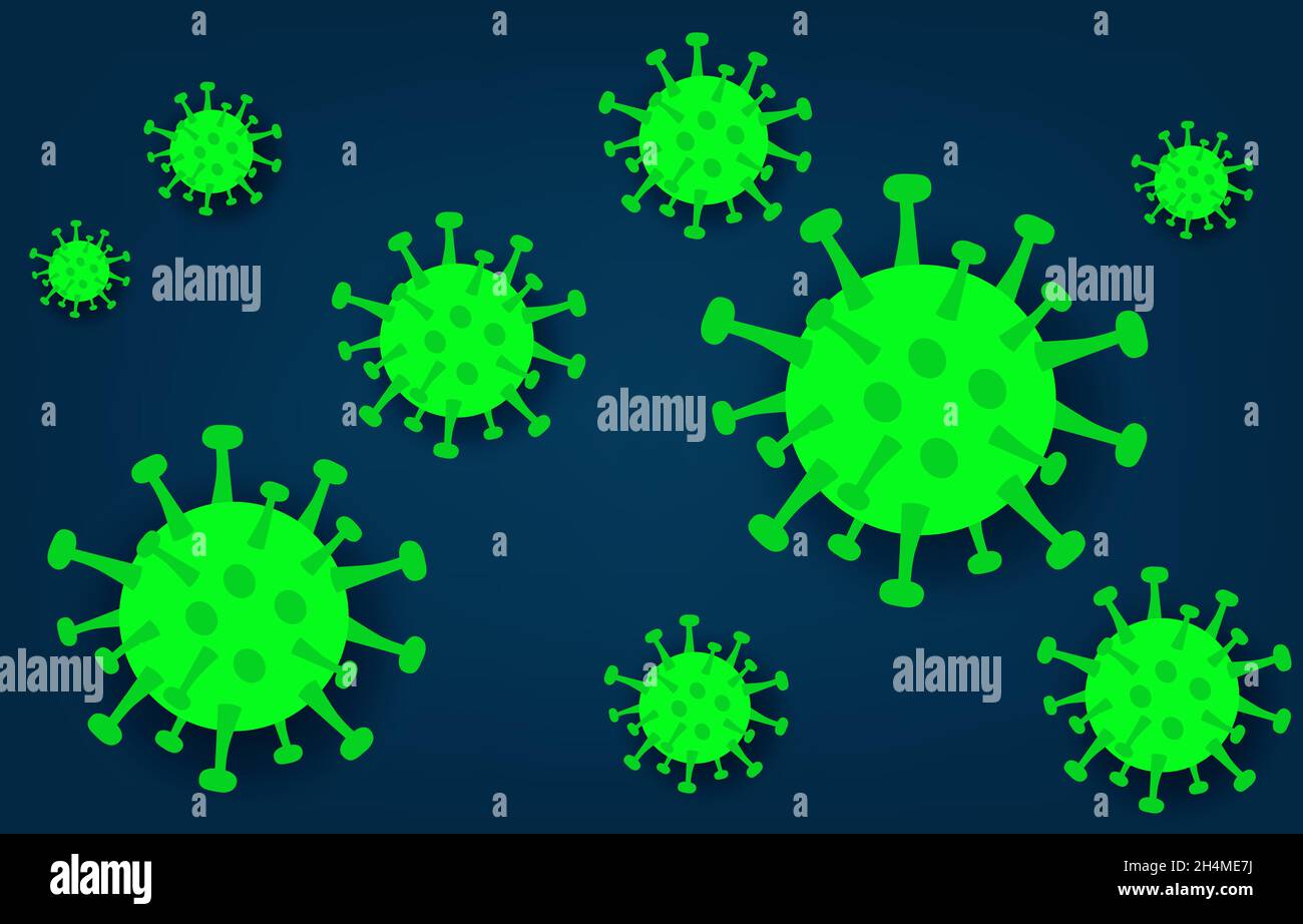 Wuhan nuovo coronavirus respiratorio 2019 isolato su sfondo blu. Arrestare il virus 2019-nCoV. Epidemia di COVID-2019. Prevenire le infec. Cov pericolose Illustrazione Vettoriale