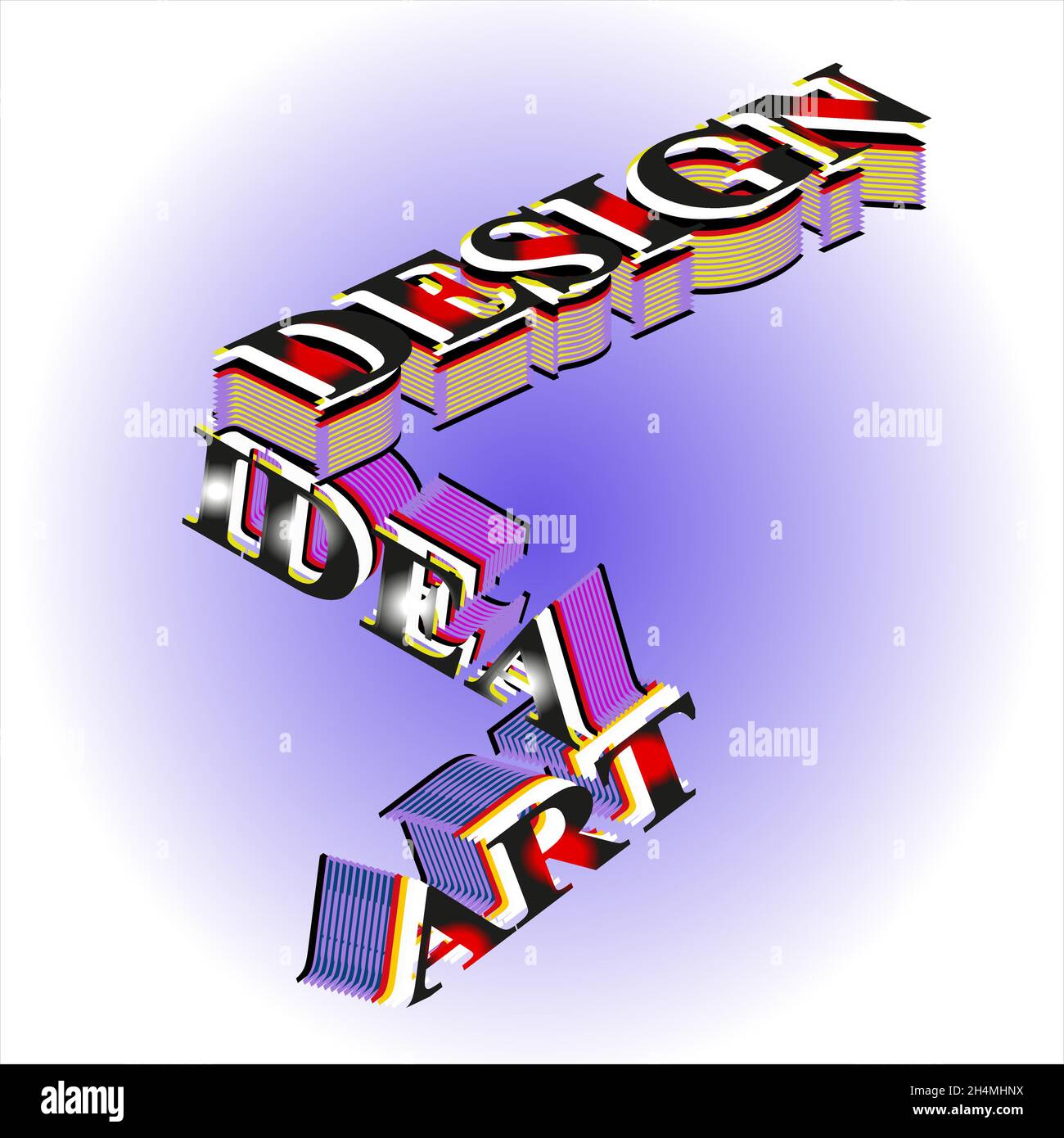 Bellezza di lusso 3D grandi lettere di testo disegno arte idea, con tratti sui livelli inferiori lusso creativo disegno illustrazione closeup isolato.creativo Illustrazione Vettoriale