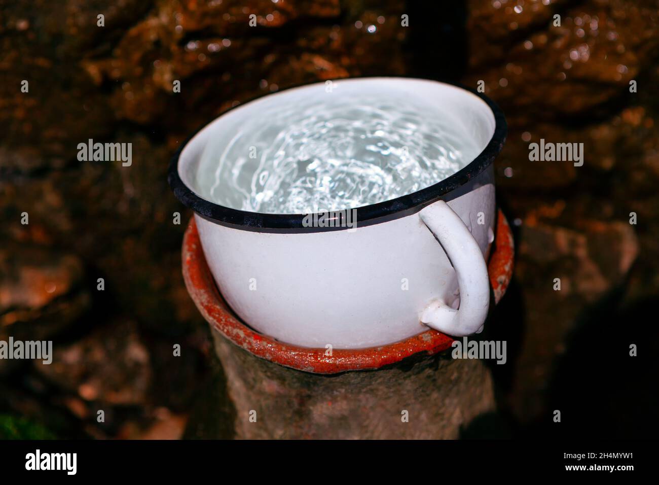 Tazza di acqua di sorgente . Tazza di acqua dolce Foto stock - Alamy