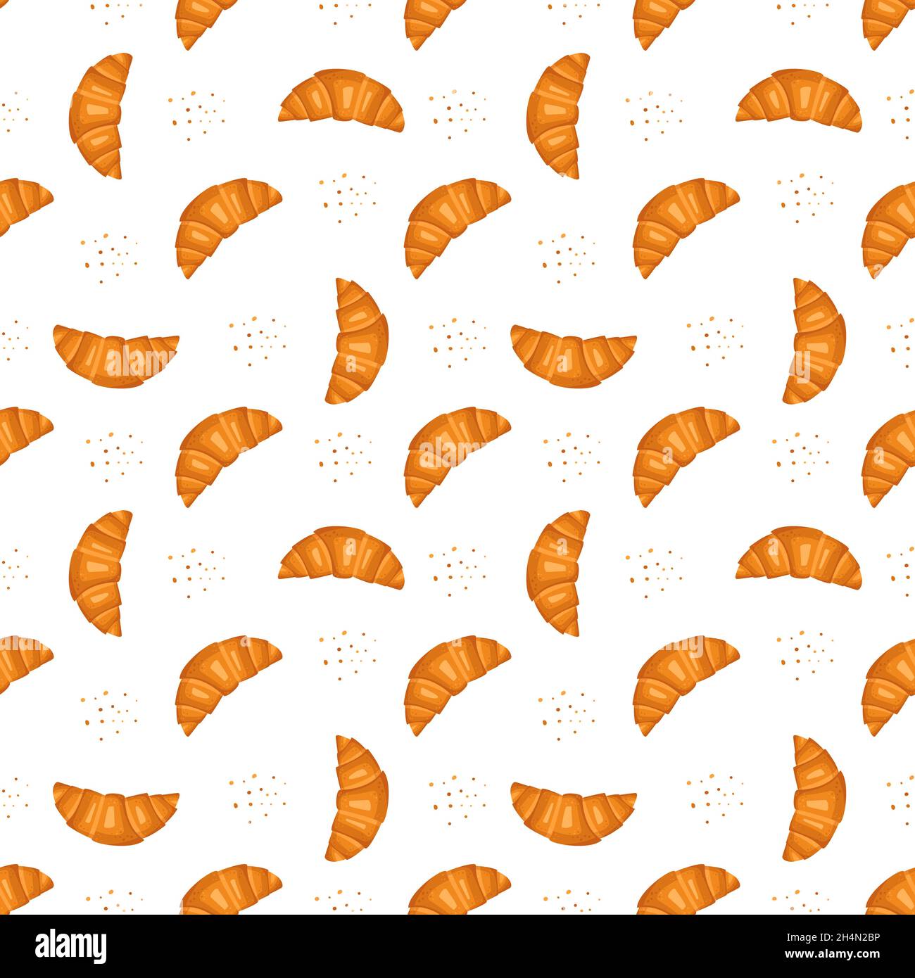 Modello senza cuciture con croissant. Stampe carine con pasticceria per i menu del bar e del ristorante, tessuti, carta e design. Illustrazione piatta vettoriale Illustrazione Vettoriale