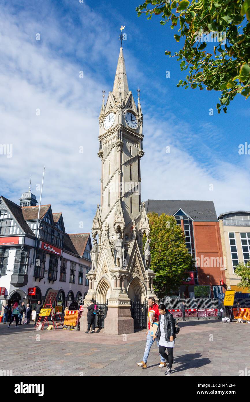 The Clock Tower, Gallowtree Gate, Centro, Città di Leicester, Leicestershire, Inghilterra, Regno Unito Foto Stock