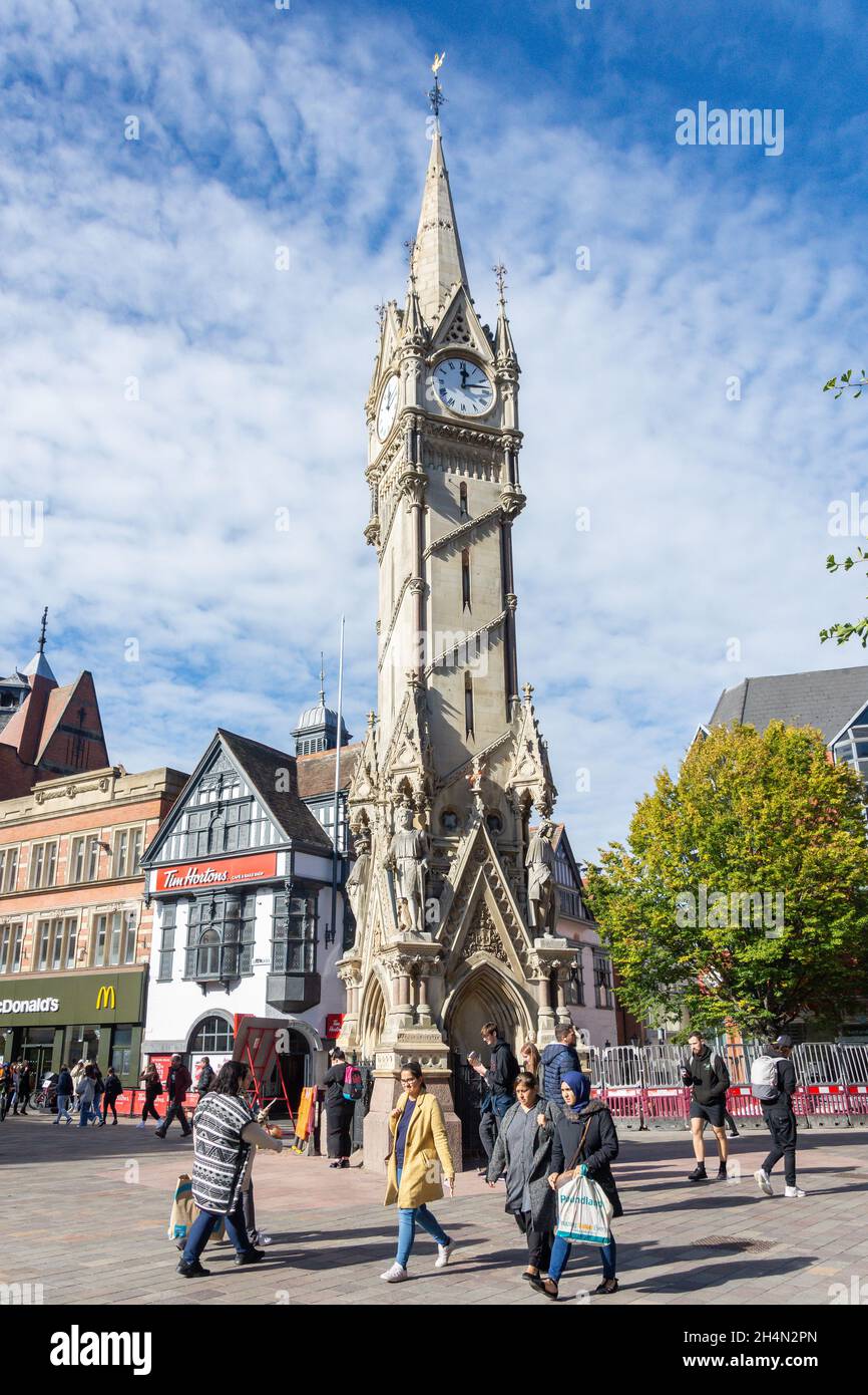 The Clock Tower, Gallowtree Gate, Centro, Città di Leicester, Leicestershire, Inghilterra, Regno Unito Foto Stock
