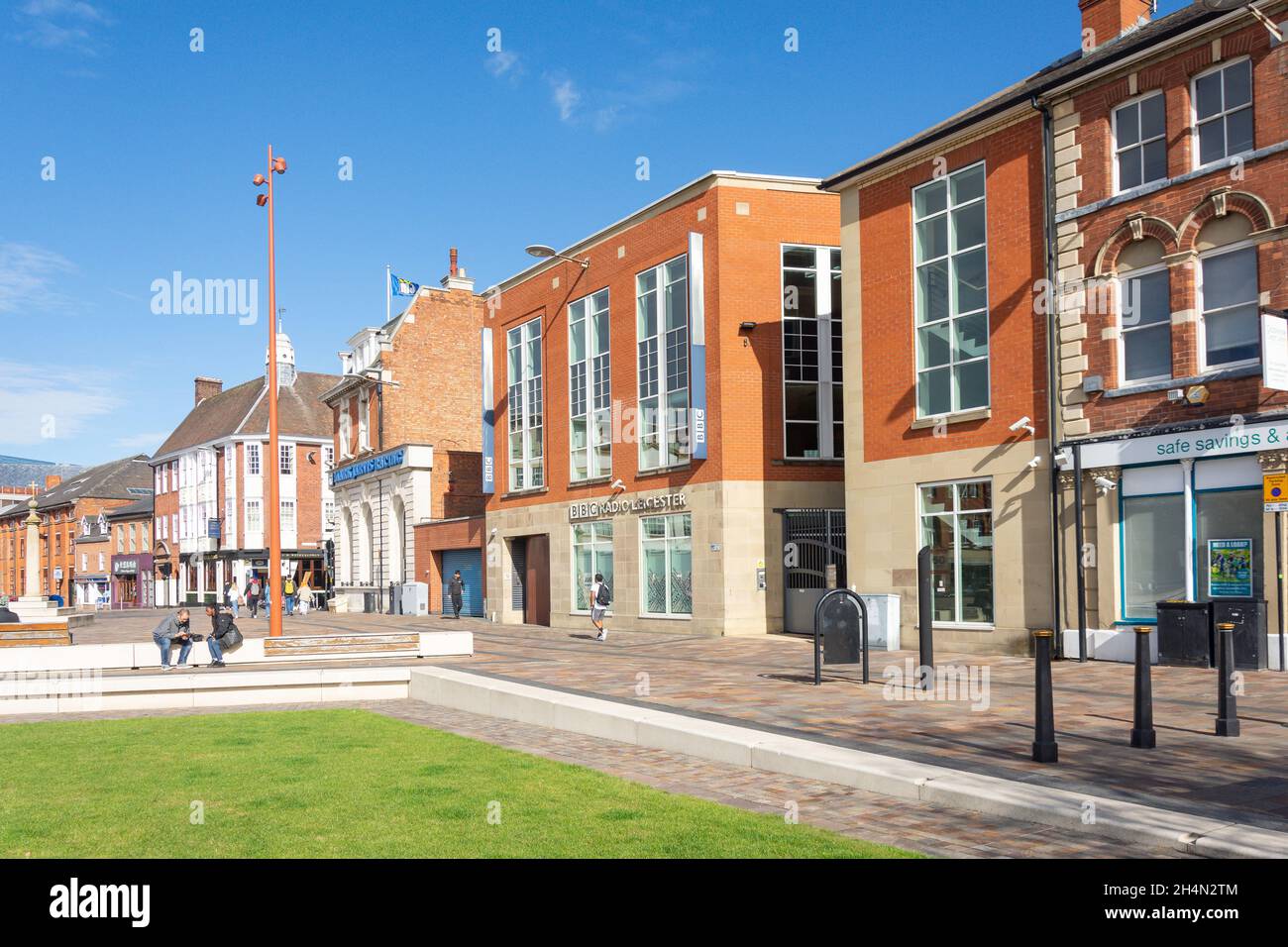 BBC radio Leicester Building, Jubilee Square, Cathedral Quarter, City of Leicester, Leicestershire, Inghilterra, Regno Unito Foto Stock