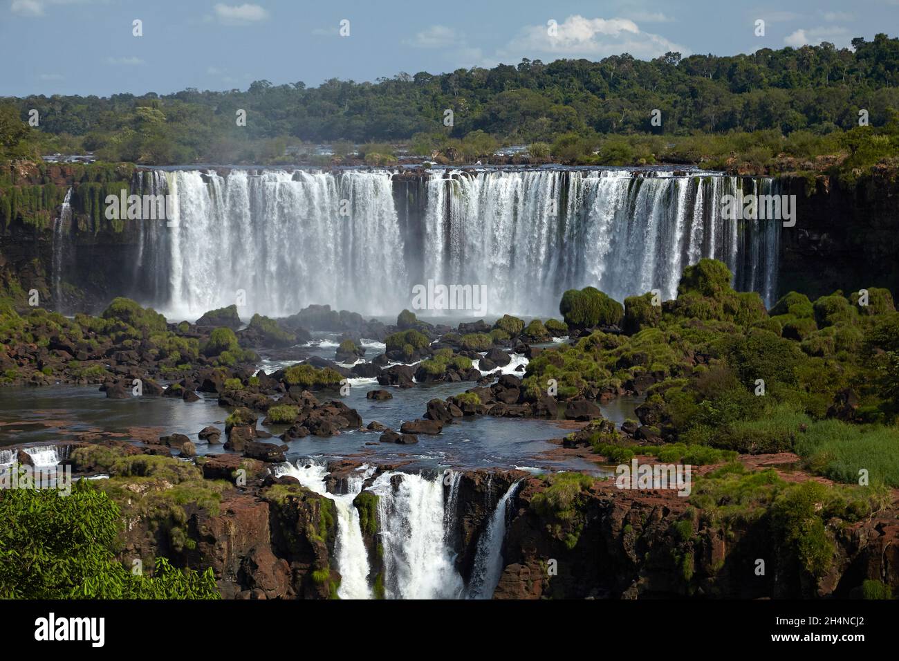 Salto Rivadavia e Salto Tres Musqueteros, Cascate di Iguazu, Argentina, visto dal lato del Brasile, Sud America Foto Stock