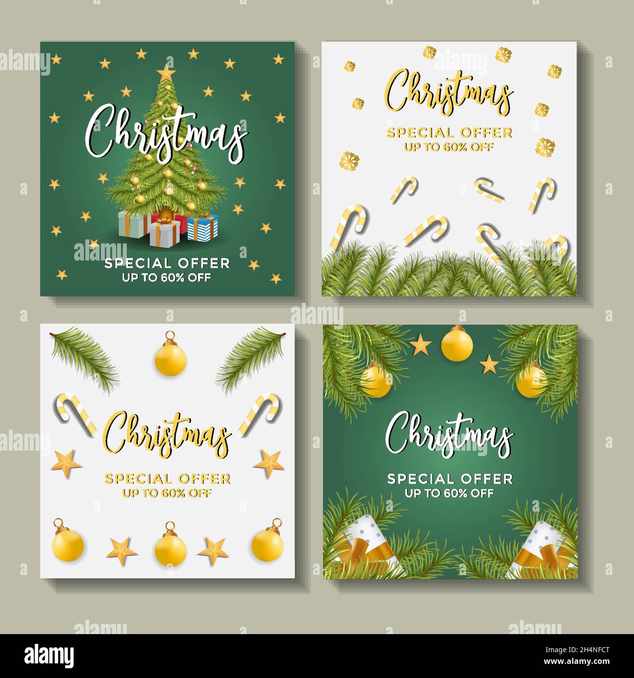 set di media sociale natale vendita post modello di progettazione Illustrazione Vettoriale