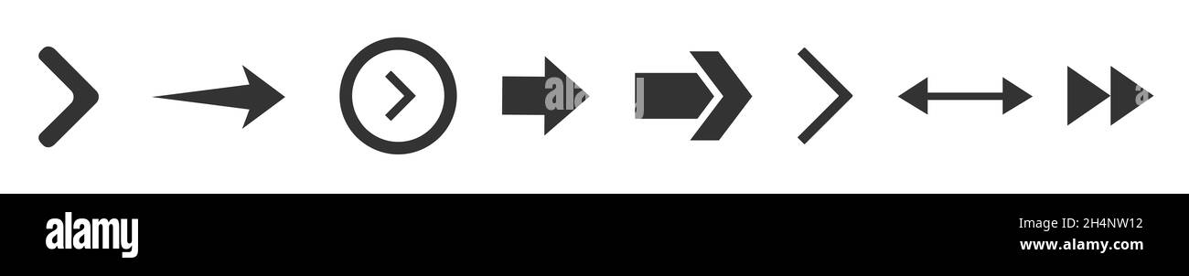 Frecce nere Imposta icone. Icona freccia. Collezione di frecce. Freccia. Cursore. Frecce moderne. Foto Stock