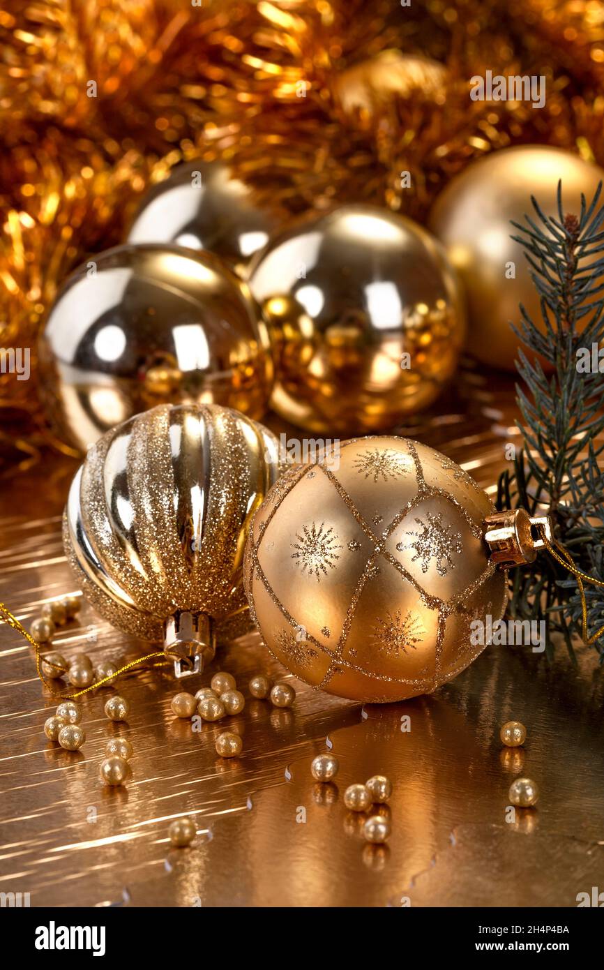 Natale festivo e decorazione di Capodanno con ornamenti Foto Stock