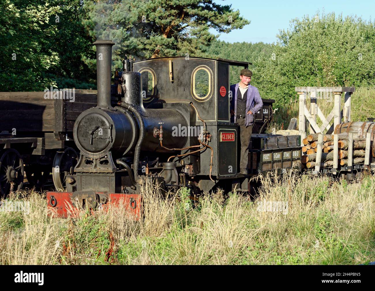 Beamish Museum ferrovia a scartamento ridotto con scene di lavoro tipiche ricreate per un evento charter con Andrew Barclay 0-4-0T 'Glyder'. Foto Stock