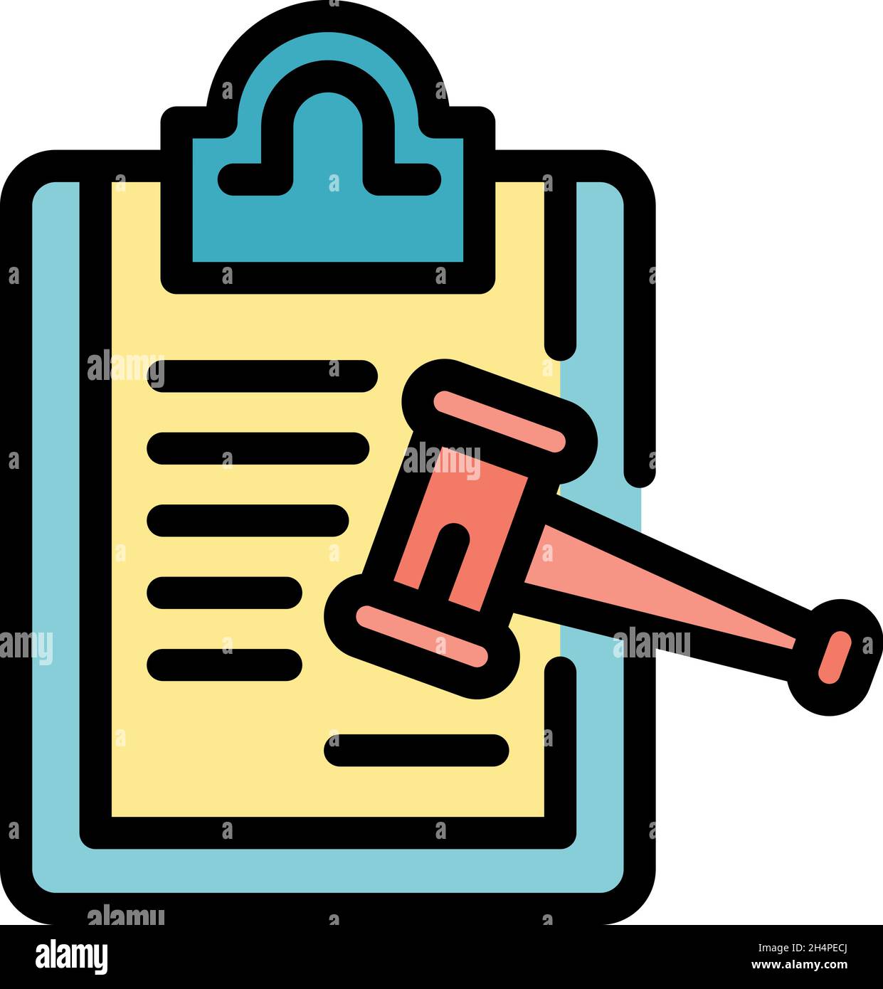 Icona certificato approvato. Profilo certificato Gavel approvato vettore icona colore piatto isolato Illustrazione Vettoriale